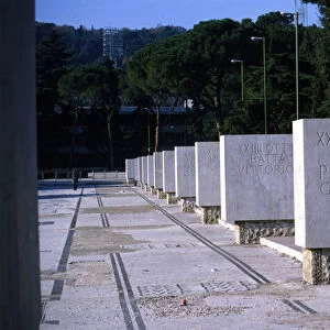 Rome, Foro italico. The alley of glory. Each stone bears an inscription reminding a