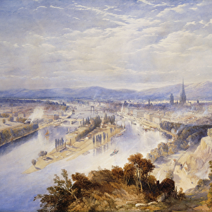 Rouen from St. Catherines Hill, 1849 (pencil and watercolour heightened with white)
