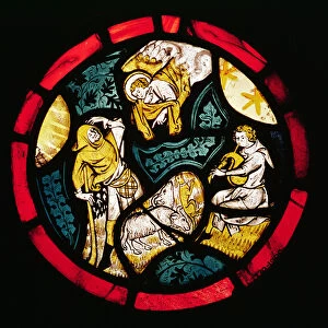 Roundel depicting the Annunciation to the Shepherds (stained glass)