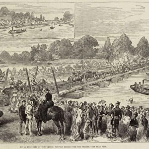 Royal Engineers at Runnymede, Pontoon Bridge over the Thames (engraving)