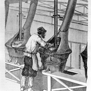 Royal Tobacco Factory: tobacco milling. 19th century engraving
