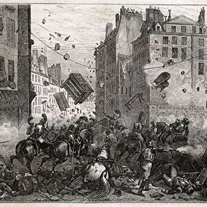 Rue Saint-Antoine during the Trois-Glorieuses (July 1830) - Revolution of 1830 Barricade fighting on Rue Saint-Antoine (Saint Antoine) in 1830