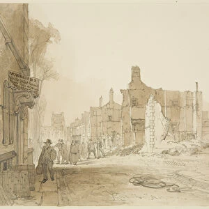 Ruins of the Mansion House and Custom House in Queen Square after the Riots