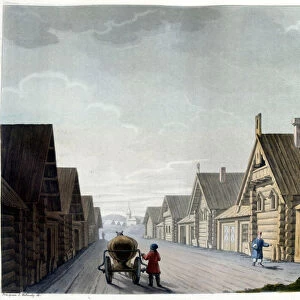 Russian village - in "Le costume ancien et moderne"by Ferrario, ed. Milan, 1819-20