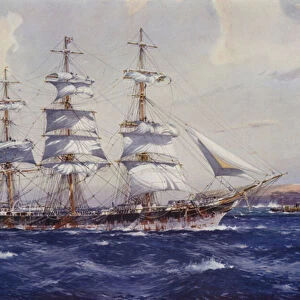 Sailing ship Antiope (colour litho)