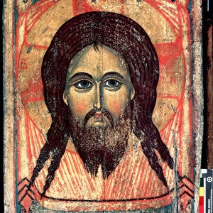 "Saint Mandylion"Representation du visage du Christ imprime sur un voile (sainte face). icone russe. Peinture sur bois de la fin du 14eme siecle State Tretyakov Gallery, Moscou