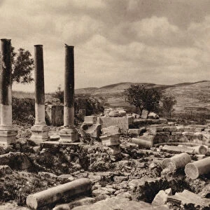 Samaria, Ruins of Herods Palace (b / w photo)