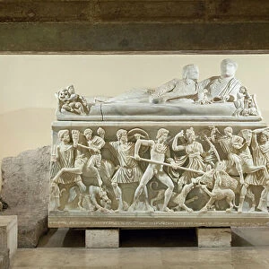 Sarcophagus with the Calydonian boar hunt (marble)