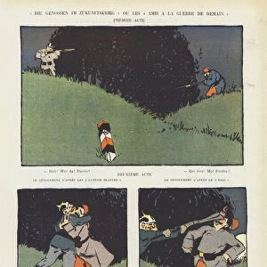 Satire on Franco-German relations. Illustration for Le Rire (colour litho)