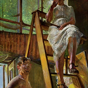 Satyr and a Model, 1913 (oil on canvas)