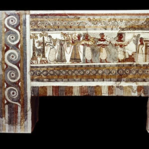 Scene of cult of the dead, fresco on the sarcophagus of Haghia Triada, 1400 BC