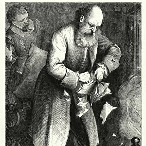 The sceptic burning his book (engraving)