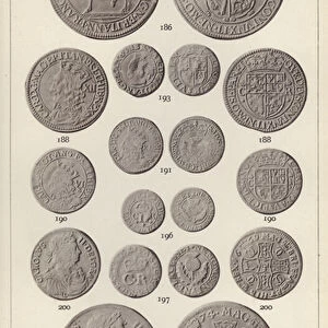 Scottish Coins, Charles I, Charles II (b / w photo)