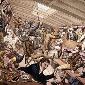Seasickness. Illustration of the early 19th century