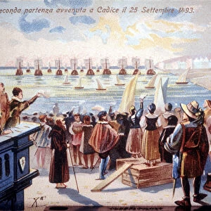 The second departure of Christopher Columbus of Cadice on 25 / 09 / 1493