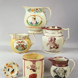 A selection of English Pearlware relating to Queen Caroline, wife of George IV, c