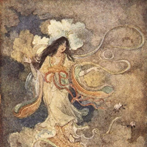 Sengen, the Goddess of Mount Fuji, illustration from The Myths and Legends of Japan by F Hadland Davis, 1918 (colour litho)
