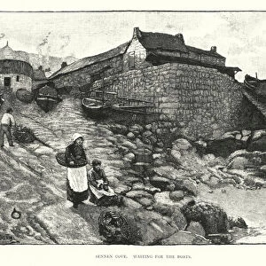 Sennen Cove, waiting for the Boats (engraving)
