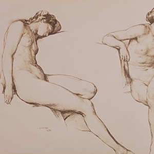Sepia Drawing of Nude Woman, c. 1860