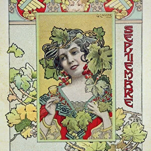 September, from a calendar for Henri Garnier & Co. 1902 (colour litho)