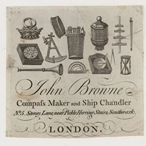 Ship chandlers, John Browne, trade card (engraving)