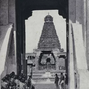 Shrine to the sacred bull Nandi, Brihadisvara Temple, Tanjore, India (b / w photo)