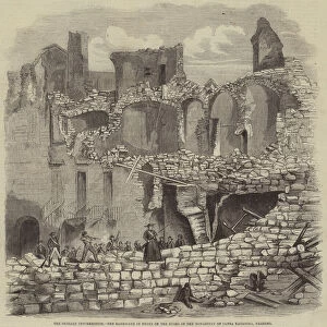 The Sicilian Insurrection, the Barricade in front of the Ruins of the Monastery of Santa Katarina, Palermo (engraving)
