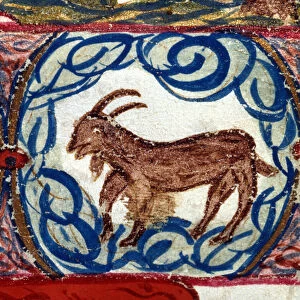 Sign of the capricorn. Italian horoscope dating from the mid-15th century