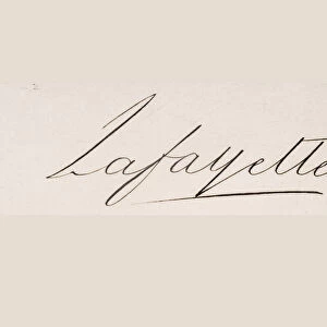 Signature of Marie-Joseph-Paul-Yves-Roch-Gilbert du Motier, Marquis de Lafayette (litho)