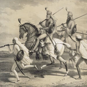 Sikh Chieftans going Hunting, from Voyages in India, pub. by Smith, Elder & Co