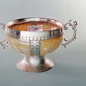 Silver mounted mother-of-pearl wassail bowl, 1650-1700 (mother-of-pearl and silver)