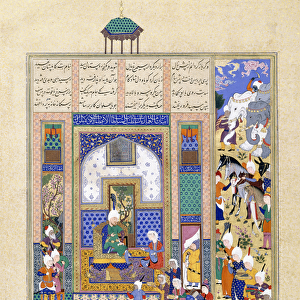 Sindukht Comes to Sam Bearing Gifts, c. 1500-1540s (w / c & gilt on paper)
