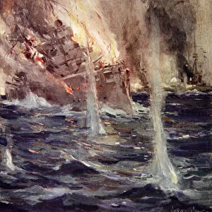 The Sinking of the Gneisenau, illustration from Told in the Huts