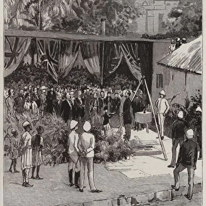 Sir Augustus Rivers Thompson, Lieutenant-Governor of Bengal, Laying the Foundation Stone of the New Ezra Hospital for Jews, Calcutta (engraving)