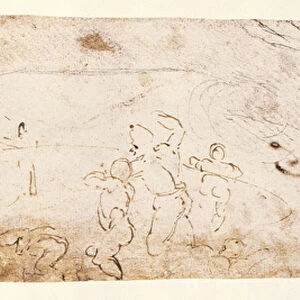 Sistine Chapel Ceiling (1508-12): sketch of figures for The Flood