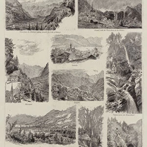 Sketches on the New Railway over the Brunig Pass, Switzerland (engraving)