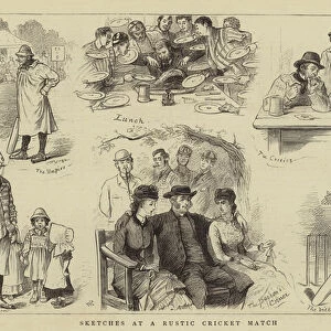 Sketches at a Rustic Cricket Match (engraving)