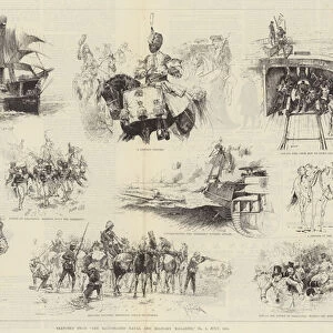Sketches from "The Illustrated Naval and Military Magazine, "No 1, July 1884 (engraving)