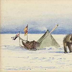 The sledge party to White Island, February 1902: Shackleton and Wilson making camp