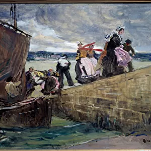 The smuggler at Sainte Marine in Brittany Painting by Lucien Simon (1861-1945