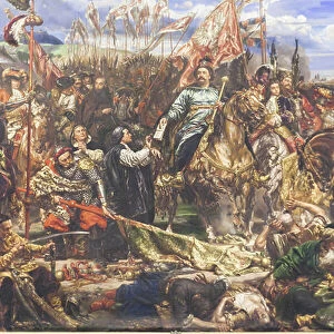 Sobieski sending message of victory to the Pope after the Battle of Vienna, 1883 (oil on canvas)