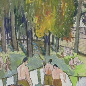 Soldiers at a Stream, 1920 (w / c on paper)