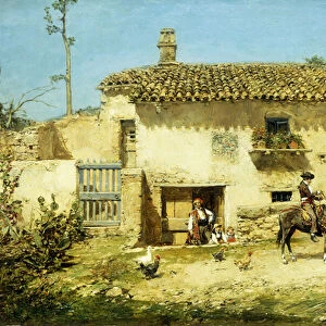 A Spanish Farm, (oil on panel)