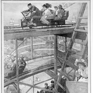 The spiral railway at the Franco-British exhibition, 1908 (engraving)
