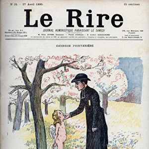 Spring Candeur - In a forest of flowers, a priest stroking the face of a naked child