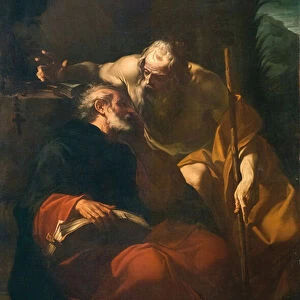 St. Benedict and a Hermit (oil on canvas)