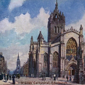 St Giles Cathedral, Edinburgh, Scotland (colour litho)