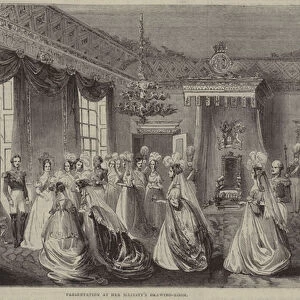 St Jamess Palace, London, Presentation at Her Majestys Drawing Room (engraving)