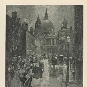 The front of St Pauls Cathedral from Ludgate Hill (engraving)