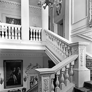 The staircase, Buxted Park, Sussex, from The English Country House (b/w photo)